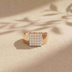 0.45 Ct Round Cut Modern Signet Moissanite Ring