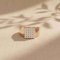 0.45 Ct Round Cut Modern Signet Moissanite Ring
