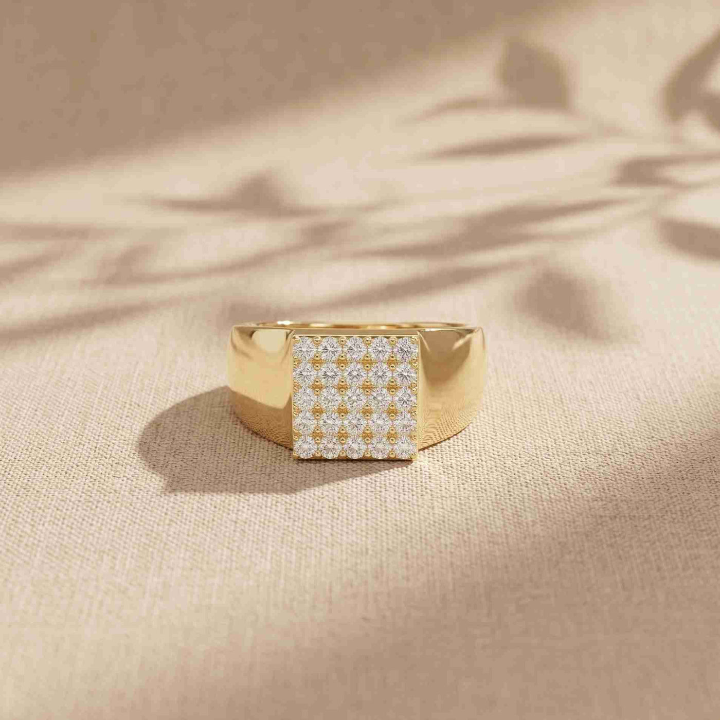 0.45 Ct Round Cut Modern Signet Moissanite Ring