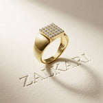 0.45 Ct Round Cut Modern Signet Moissanite Ring