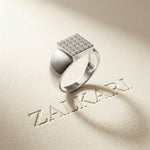 0.45 Ct Round Cut Modern Signet Moissanite Ring