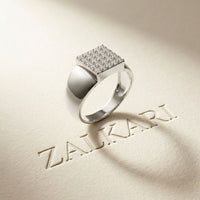 0.45 Ct Round Cut Modern Signet Moissanite Ring