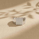 0.45 Ct Round Cut Modern Signet Moissanite Ring