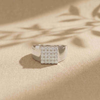 0.45 Ct Round Cut Modern Signet Moissanite Ring