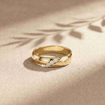 0.07 Ct Round Cut Criss-Cross Accent Moissanite Ring