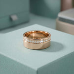 0.30 Ct Round Cut Channel Set Band Moissanite Ring