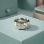 0.30 Ct Round Cut Channel Set Band Moissanite Ring