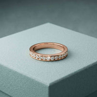1.10 Ct Round Cut Slim Eternity Band Moissanite Ring