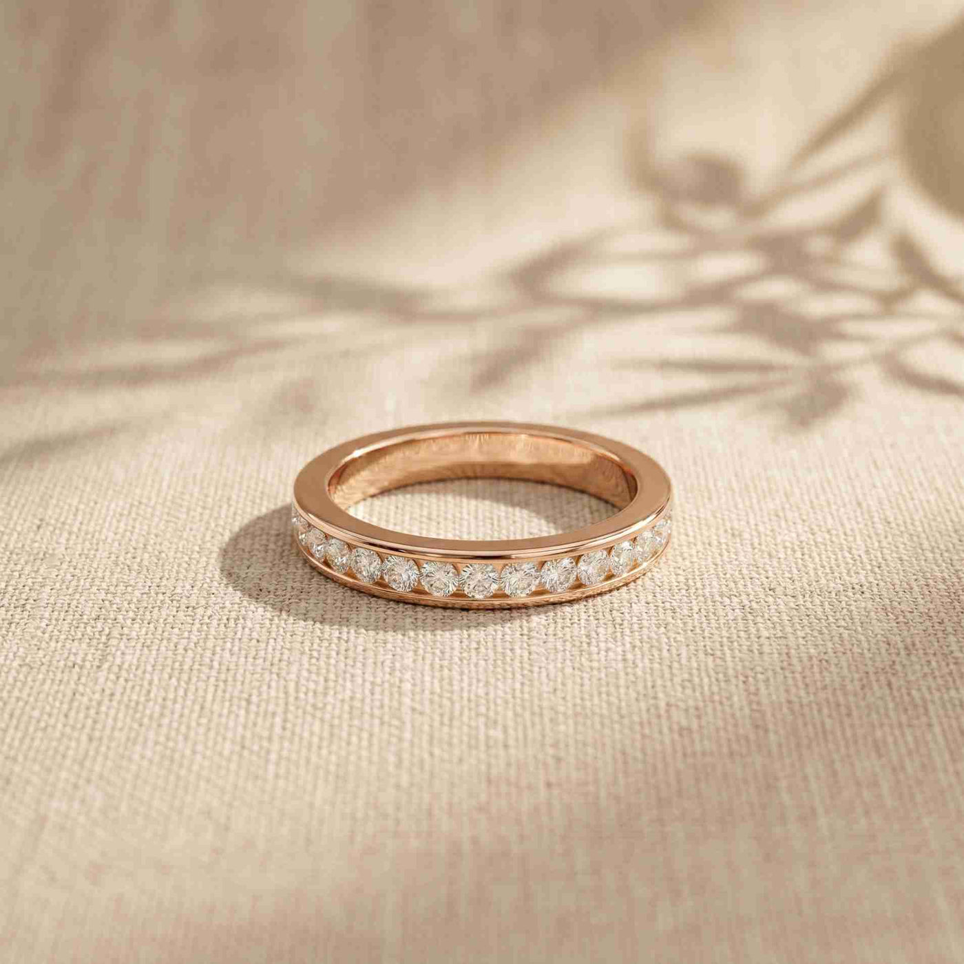 1.10 Ct Round Cut Slim Eternity Band Moissanite Ring