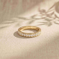 1.10 Ct Round Cut Slim Eternity Band Moissanite Ring