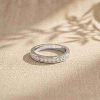 1.10 Ct Round Cut Slim Eternity Band Moissanite Ring