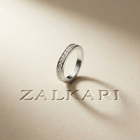 1.10 Ct Round Cut Slim Eternity Band Moissanite Ring