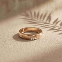 0.04 Ct Round Cut Grooved Comfort Band Moissanite Ring