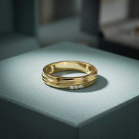 0.04 Ct Round Cut Grooved Comfort Band Moissanite Ring