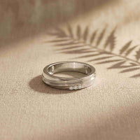 0.04 Ct Round Cut Grooved Comfort Band Moissanite Ring
