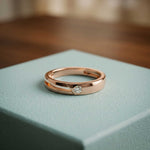 0.07 Ct Round Cut Solitaire Band Moissanite Ring