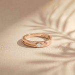 0.07 Ct Round Cut Solitaire Band Moissanite Ring