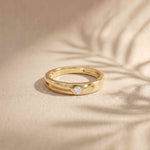 0.07 Ct Round Cut Solitaire Band Moissanite Ring