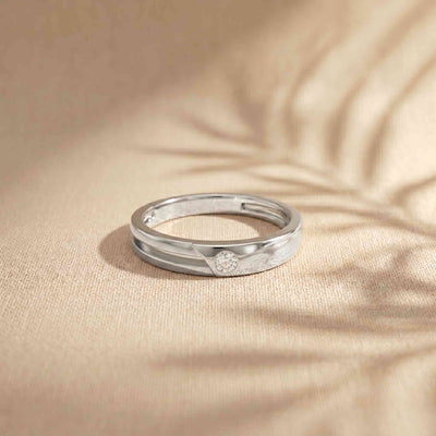 0.07 Ct Round Cut Solitaire Band Moissanite Ring