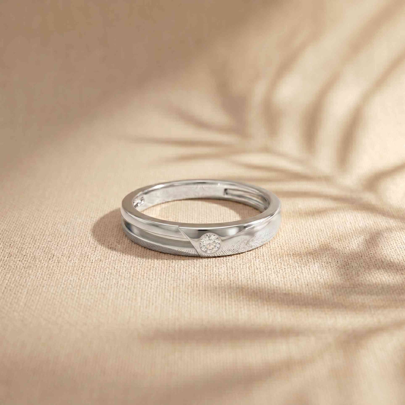 0.07 Ct Round Cut Solitaire Band Moissanite Ring