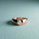 0.5 Ct Princess Cut Solitaire Band Moissanite Ring