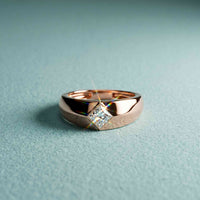 0.5 Ct Princess Cut Solitaire Band Moissanite Ring