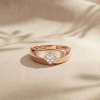 0.5 Ct Princess Cut Solitaire Band Moissanite Ring