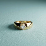 0.5 Ct Princess Cut Solitaire Band Moissanite Ring
