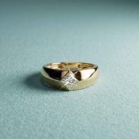 0.5 Ct Princess Cut Solitaire Band Moissanite Ring