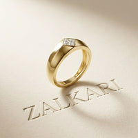 0.5 Ct Princess Cut Solitaire Band Moissanite Ring