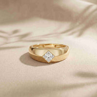 0.5 Ct Princess Cut Solitaire Band Moissanite Ring
