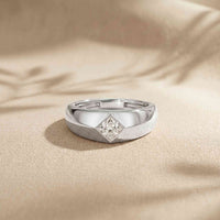 0.5 Ct Princess Cut Solitaire Band Moissanite Ring