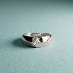0.5 Ct Princess Cut Solitaire Band Moissanite Ring