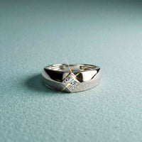 0.5 Ct Princess Cut Solitaire Band Moissanite Ring