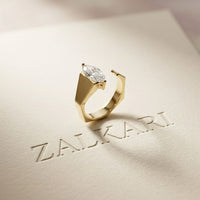 1.00 Ct Marquise Cut Moissanite Modern Open Ring