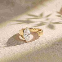 1.00 Ct Marquise Cut Moissanite Modern Open Ring