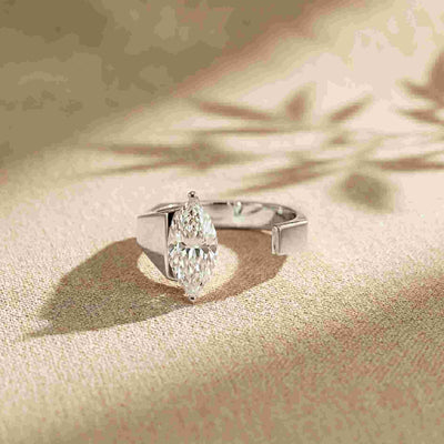 1.00 Ct Marquise Cut Moissanite Modern Open Ring