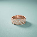 0.25 Ct Round Cut Moissanite Geometric Band Ring