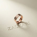 0.25 Ct Round Cut Moissanite Geometric Band Ring