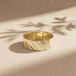0.25 Ct Round Cut Moissanite Geometric Band Ring