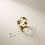 0.25 Ct Round Cut Moissanite Geometric Band Ring