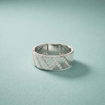 0.25 Ct Round Cut Moissanite Geometric Band Ring