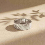 0.25 Ct Round Cut Moissanite Geometric Band Ring