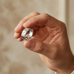 0.25 Ct Round Cut Moissanite Geometric Band Ring