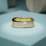 0.55 Ct Round Cut Moissanite Modern Statement Band Ring