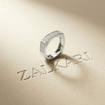 0.55 Ct Round Cut Moissanite Modern Statement Band Ring
