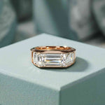 3.45 Ct Baguette Cut Moissanite Art Deco Band Ring