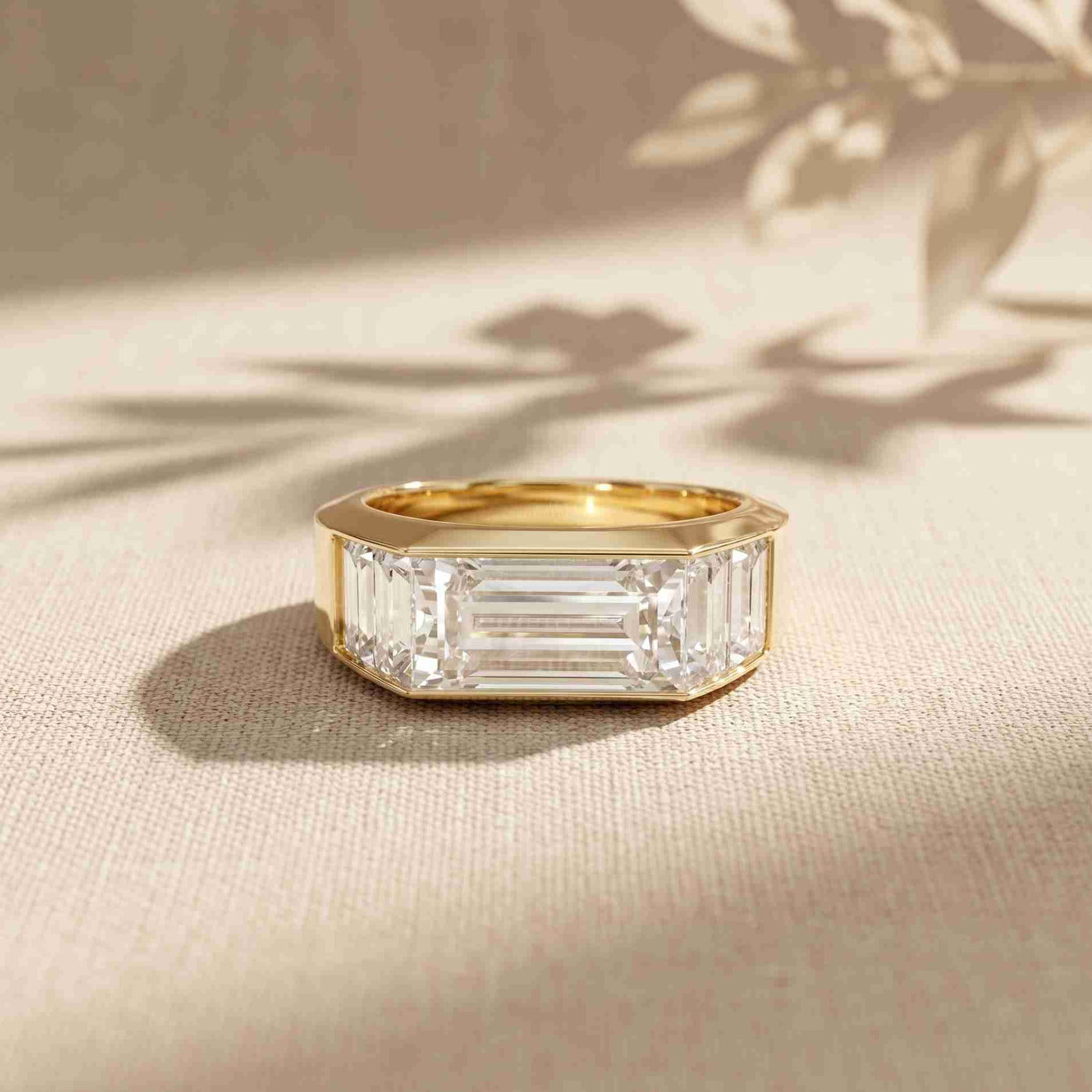 3.45 Ct Baguette Cut Moissanite Art Deco Band Ring