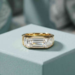 3.45 Ct Baguette Cut Moissanite Art Deco Band Ring