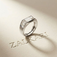 3.45 Ct Baguette Cut Moissanite Art Deco Band Ring